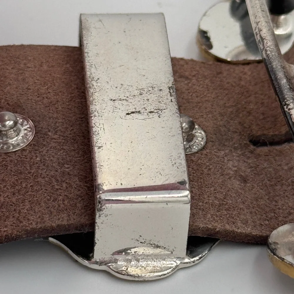 Crumrine Western Barrel Racer Belt Buckle Set Silver Gold Plate‎ Filigree USA
